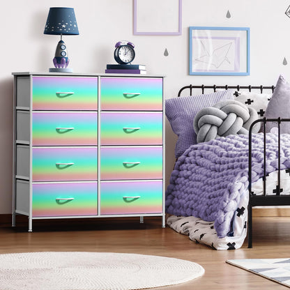Dresser with Fabric Drawers & Wood Top (8 Drawer, Watercolor)
