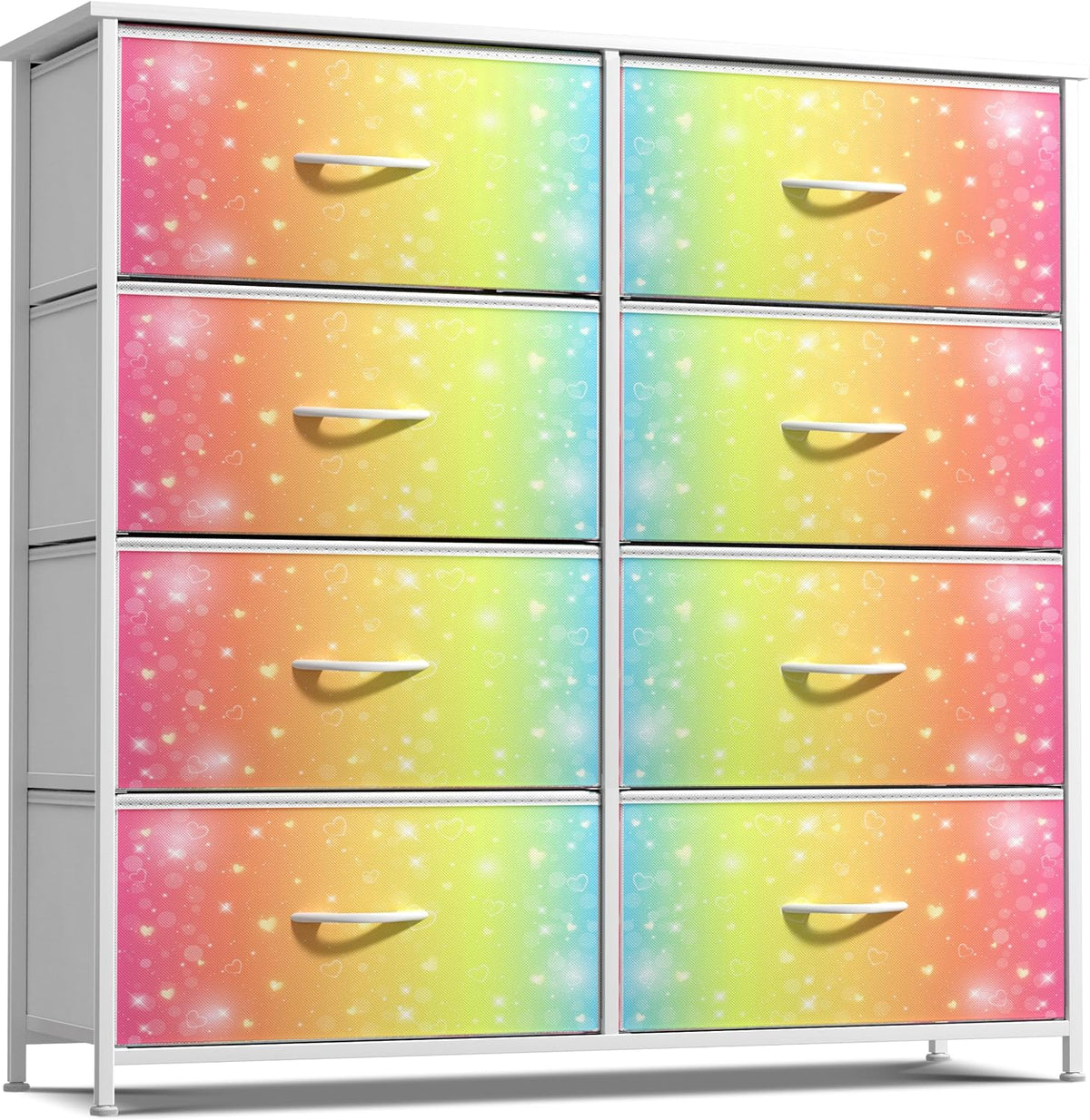 Dresser with Fabric Drawers & Wood Top (8 Drawer, Watercolor)