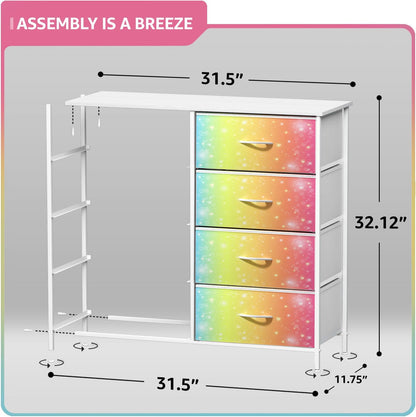 Dresser with Fabric Drawers & Wood Top (8 Drawer, Watercolor)