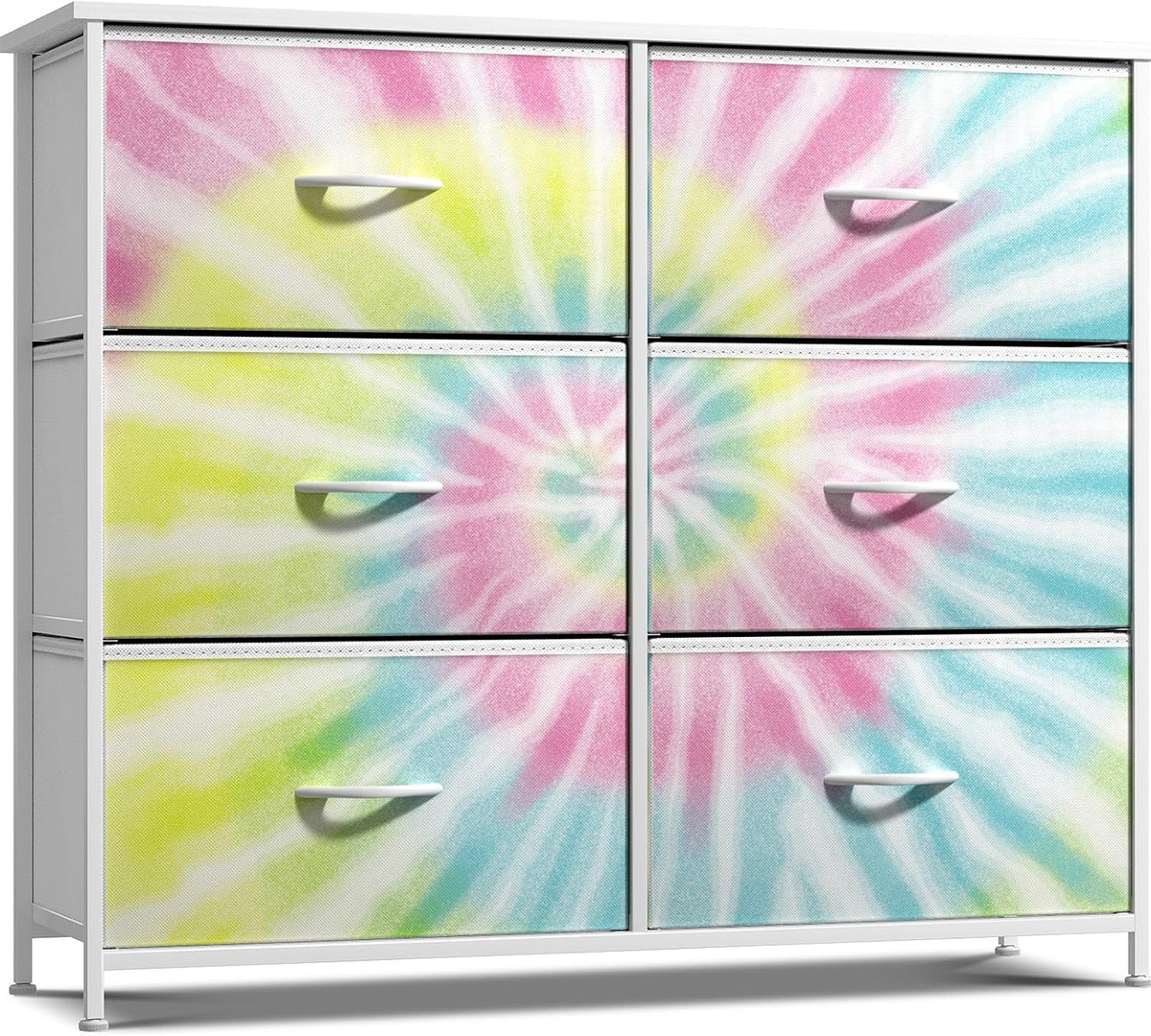 Dresser with Fabric Drawers & Wood Top (8 Drawer, Watercolor)