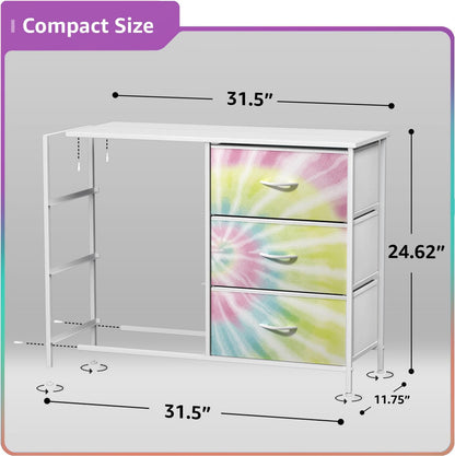 Dresser with Fabric Drawers & Wood Top (8 Drawer, Watercolor)