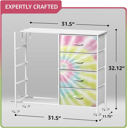 Dresser with Fabric Drawers & Wood Top (8 Drawer, Watercolor)
