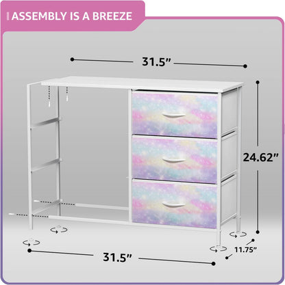 Dresser with Fabric Drawers & Wood Top (8 Drawer, Watercolor)