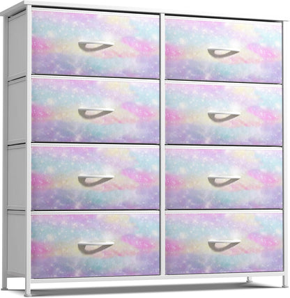 Dresser with Fabric Drawers & Wood Top (8 Drawer, Watercolor)
