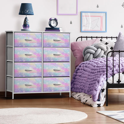 Dresser with Fabric Drawers & Wood Top (8 Drawer, Watercolor)