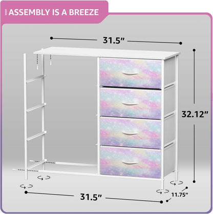 Dresser with Fabric Drawers & Wood Top (8 Drawer, Watercolor)