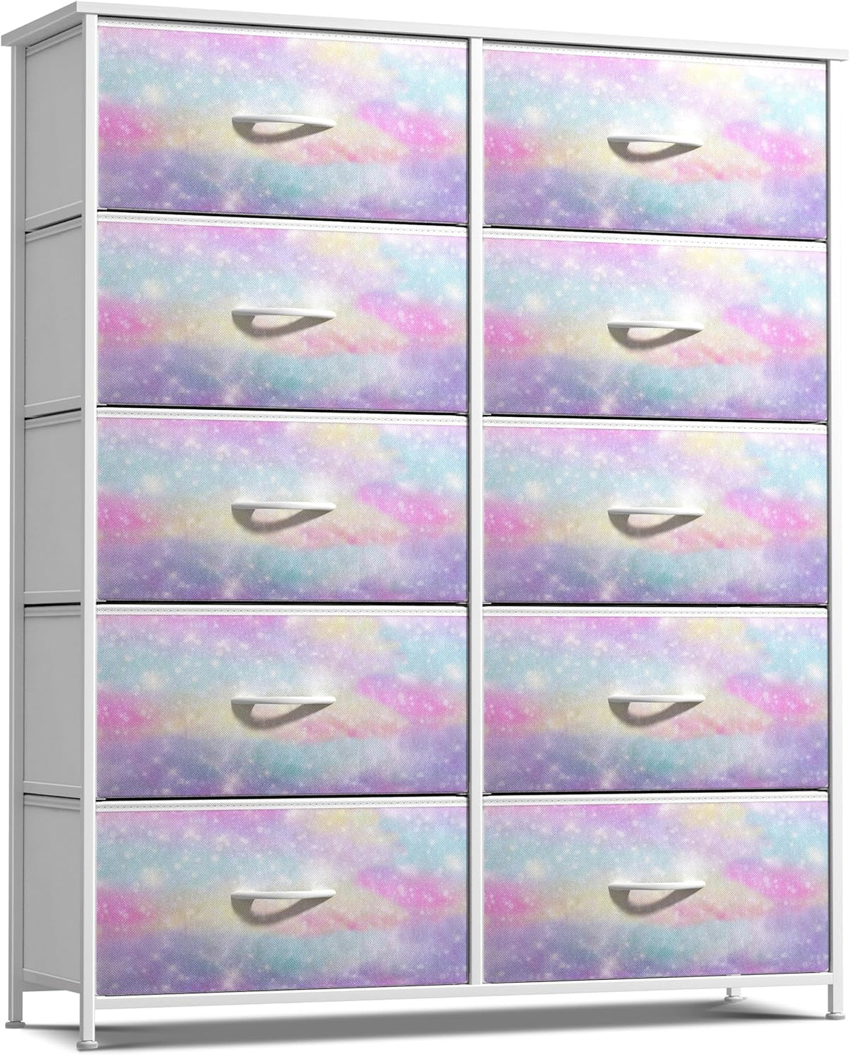 Dresser with Fabric Drawers & Wood Top (8 Drawer, Watercolor)