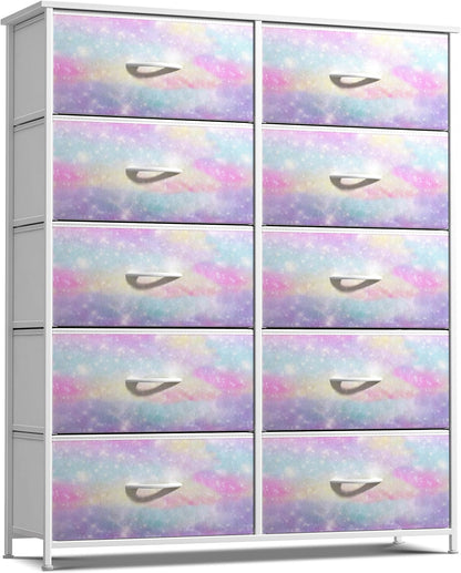 Dresser with Fabric Drawers & Wood Top (8 Drawer, Watercolor)