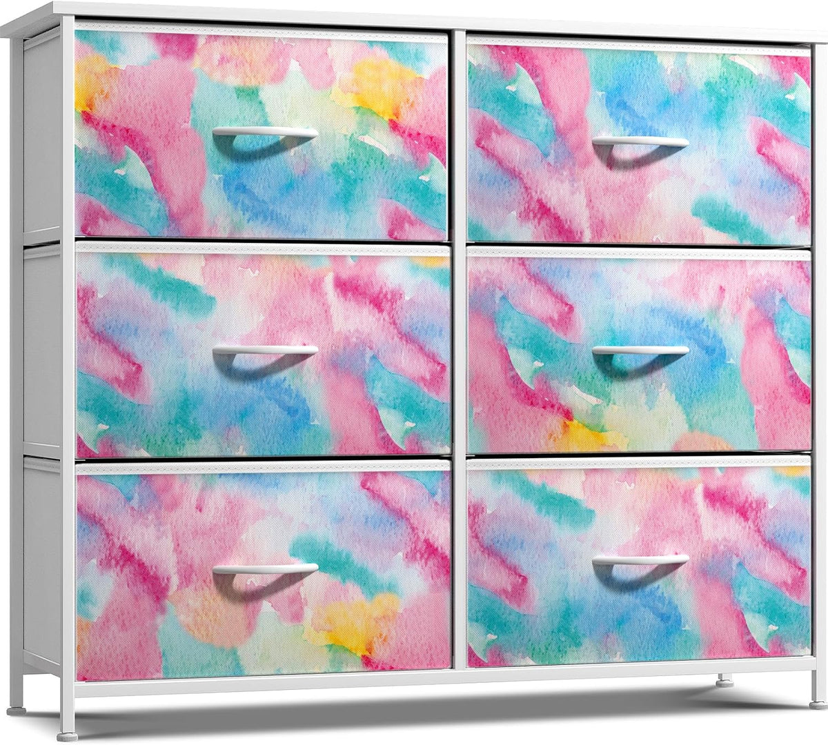 Dresser with Fabric Drawers & Wood Top (8 Drawer, Watercolor)