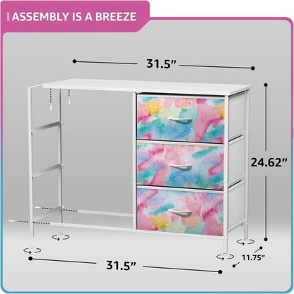 Dresser with Fabric Drawers & Wood Top (8 Drawer, Watercolor)