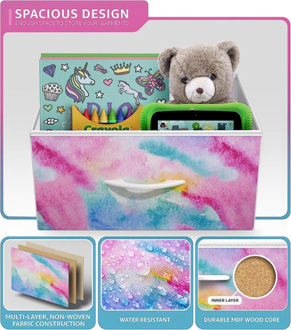 Dresser with Fabric Drawers & Wood Top (8 Drawer, Watercolor)