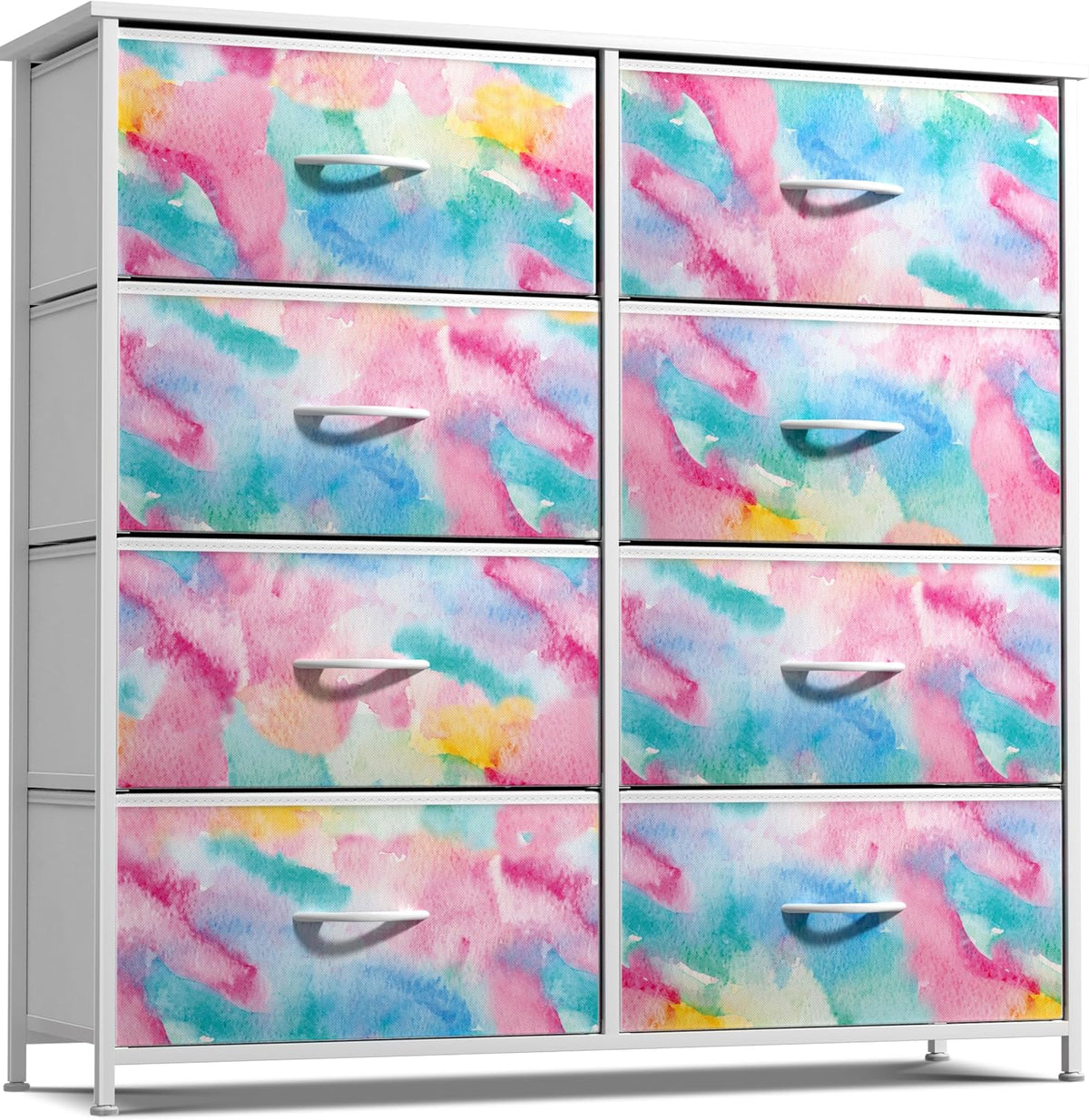 Dresser with Fabric Drawers & Wood Top (8 Drawer, Watercolor)