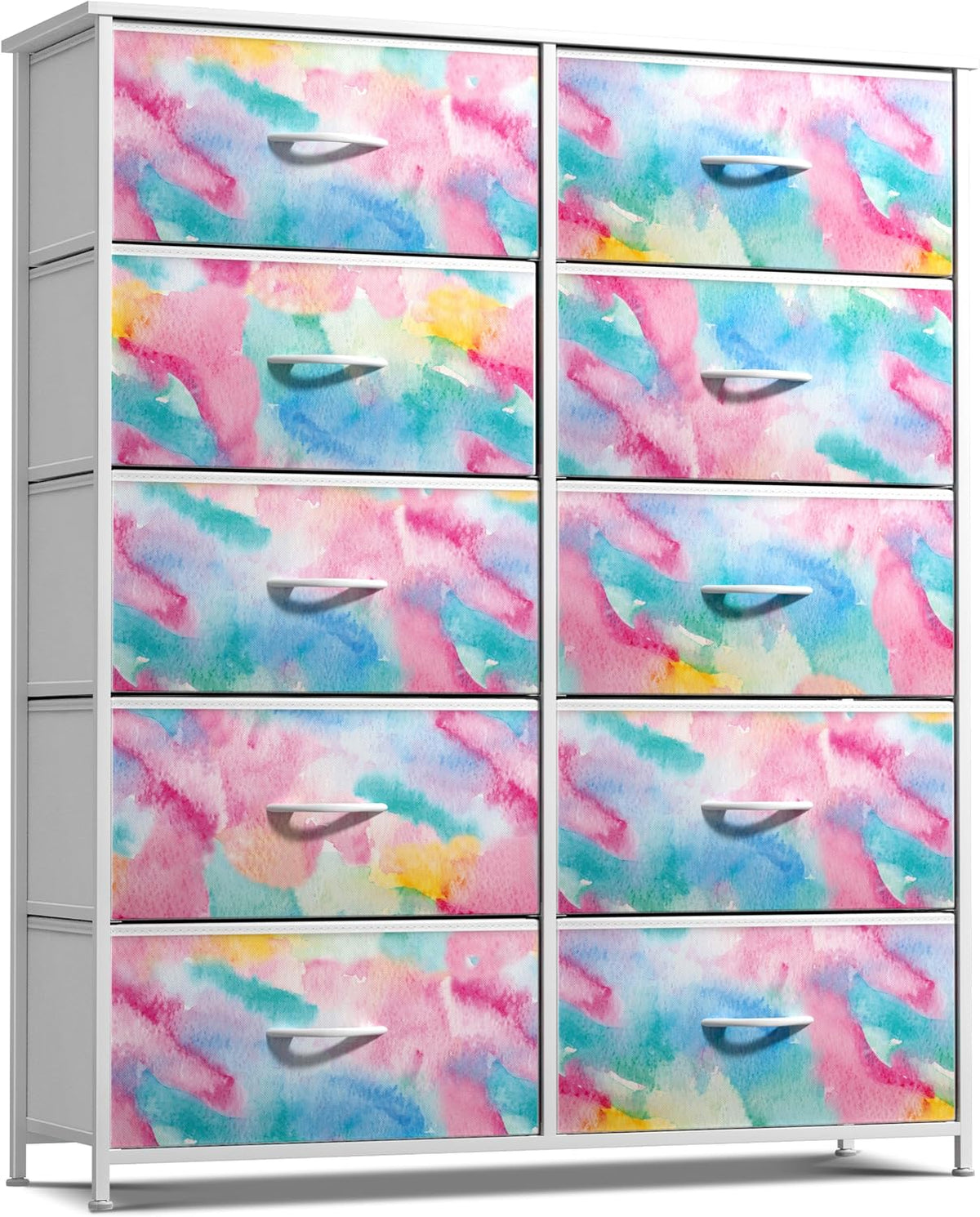 Dresser with Fabric Drawers & Wood Top (8 Drawer, Watercolor)