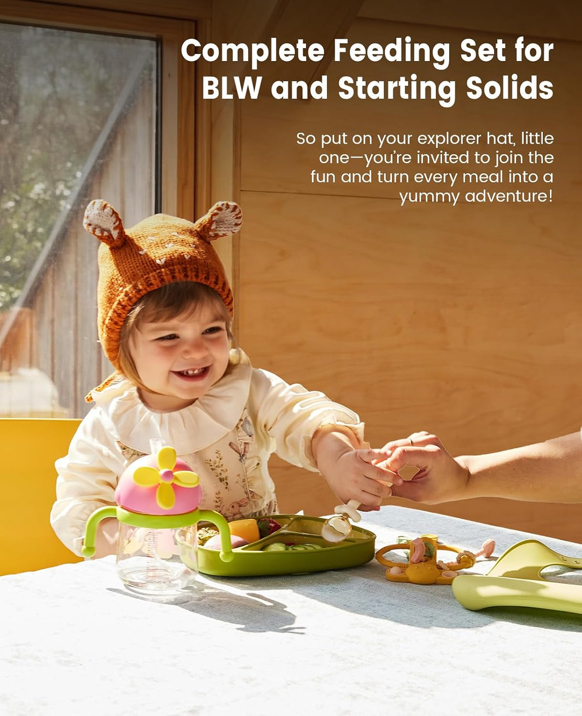 Silicone Baby Feeding Set, Toddler Plates Set 8 PCS – Suction Plate, Spoons, Forks, Bibs and Sippy Cups, Baby Led Weaning Essential, BPA-Free Baby Dishes & Utensils, Dishwasher Safe