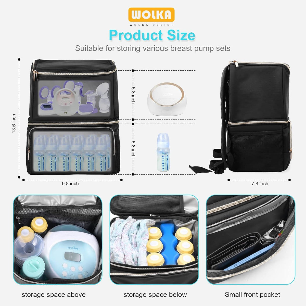 Breast Pump Bag with Insulated Compartments,Breastmilk Cooler Backpack for Spectra S1,S2 Medela