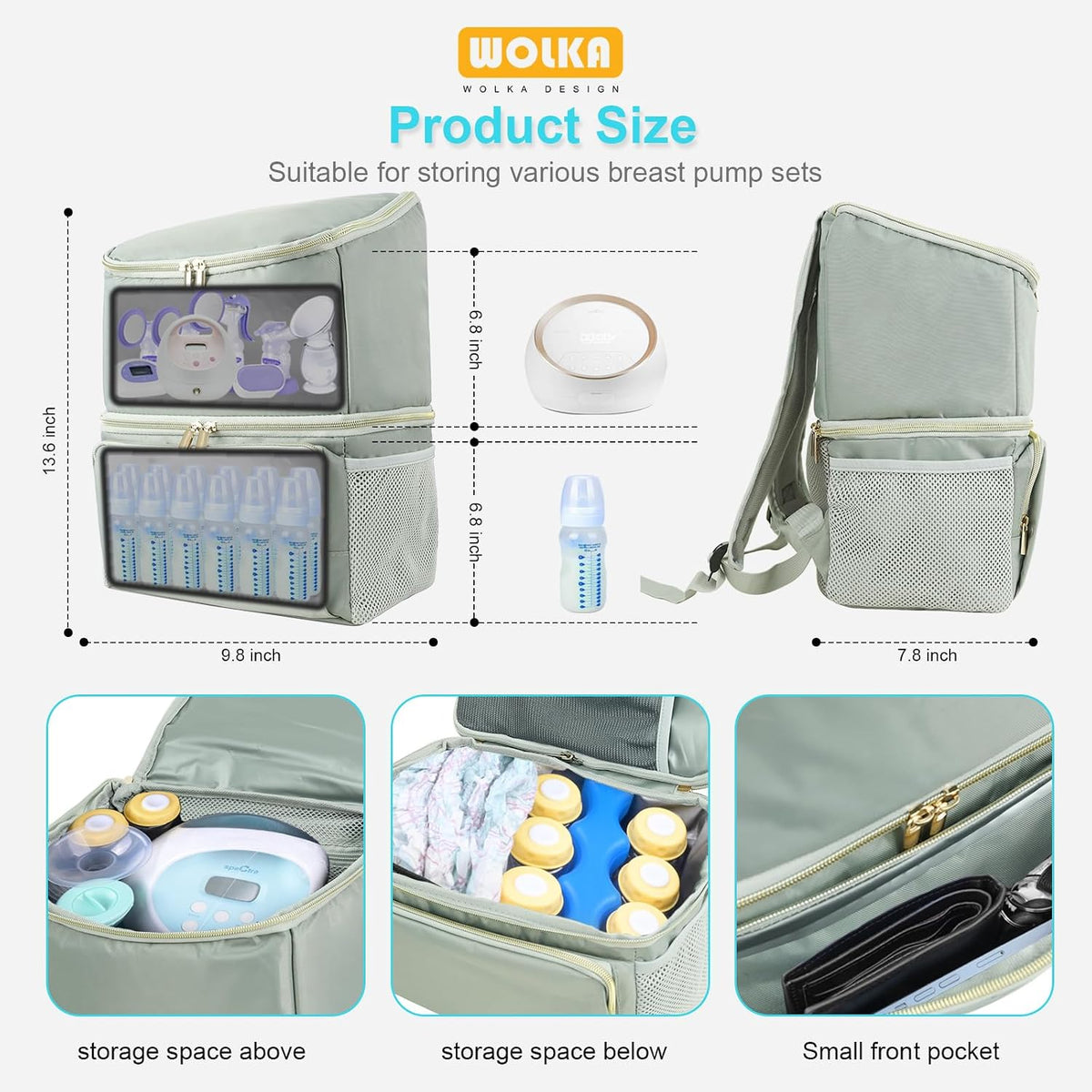 Breast Pump Bag with Insulated Compartments,Breastmilk Cooler Backpack for Spectra S1,S2 Medela