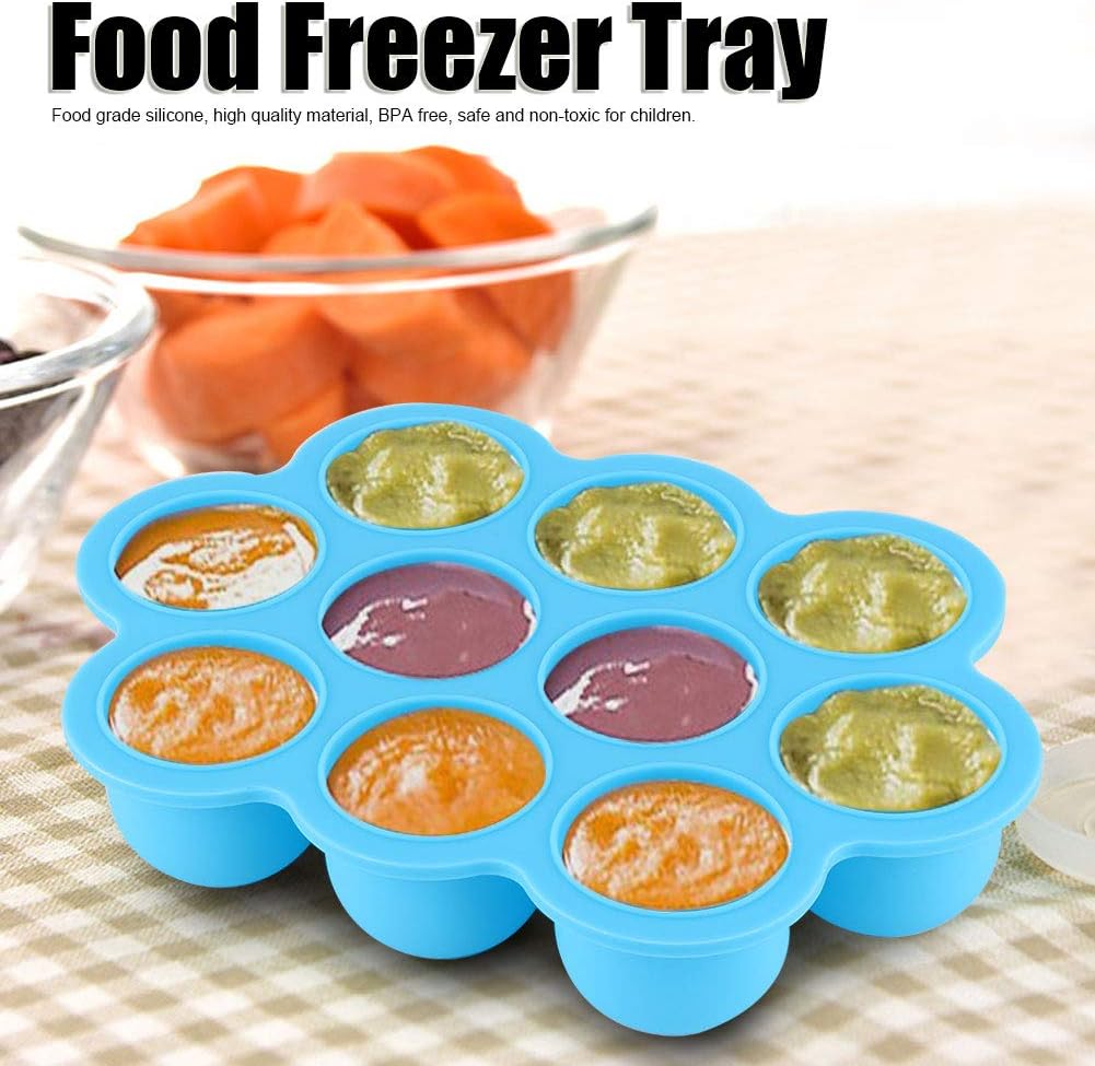 Silicone Food Freezer Tray 10 Holes Container with Lid for Homemade Baby Food, Convenient for Dishwasher, Microwave, Oven, Refrigerator (Purple)