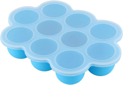 Silicone Food Freezer Tray 10 Holes Container with Lid for Homemade Baby Food, Convenient for Dishwasher, Microwave, Oven, Refrigerator (Purple)