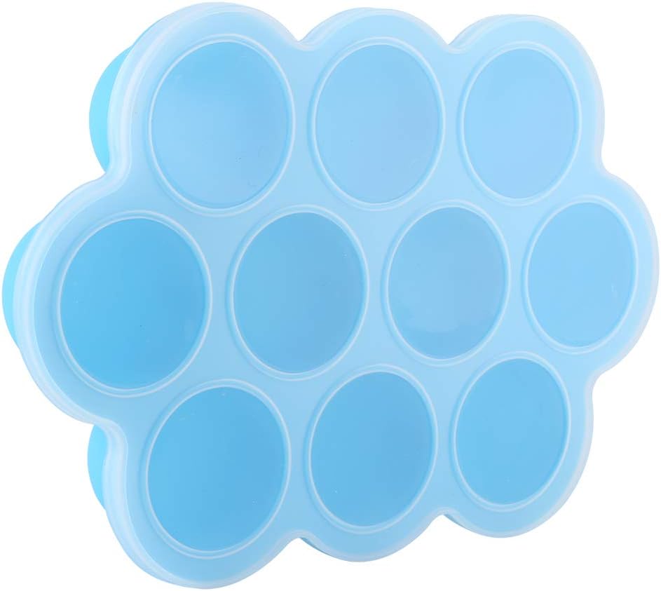 Silicone Food Freezer Tray 10 Holes Container with Lid for Homemade Baby Food, Convenient for Dishwasher, Microwave, Oven, Refrigerator (Purple)