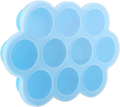 Silicone Food Freezer Tray 10 Holes Container with Lid for Homemade Baby Food, Convenient for Dishwasher, Microwave, Oven, Refrigerator (Purple)