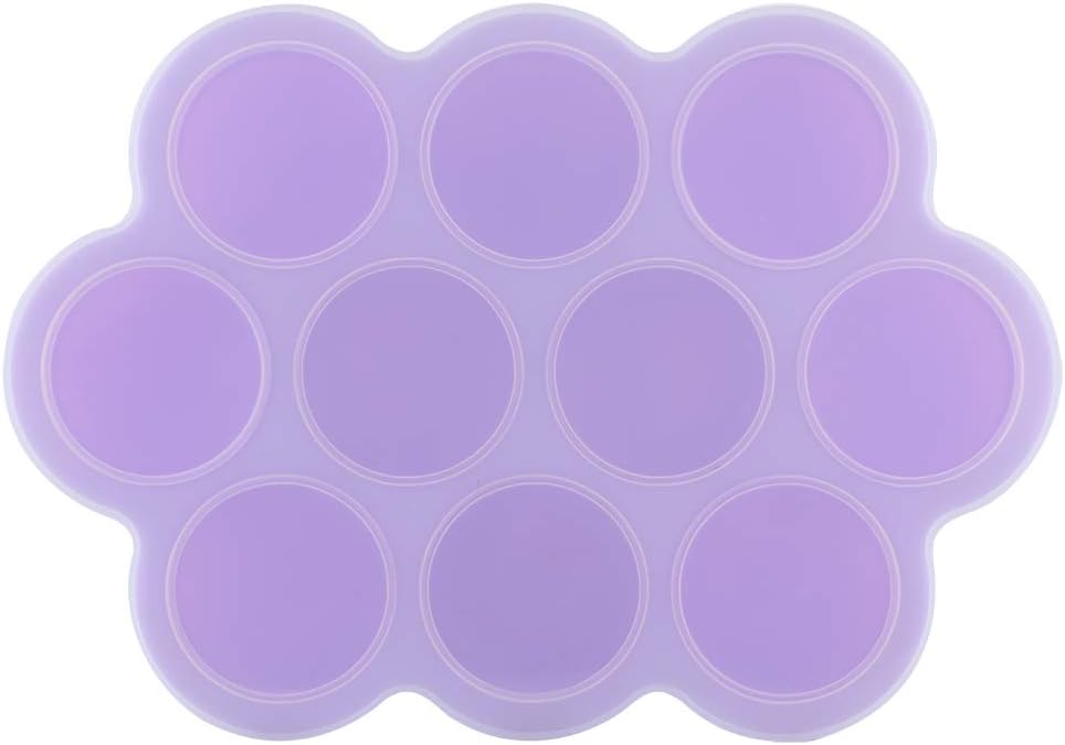 Silicone Food Freezer Tray 10 Holes Container with Lid for Homemade Baby Food, Convenient for Dishwasher, Microwave, Oven, Refrigerator (Purple)