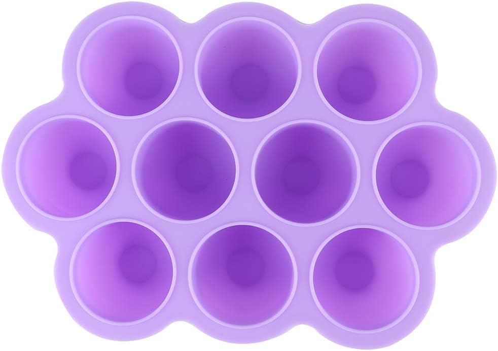 Silicone Food Freezer Tray 10 Holes Container with Lid for Homemade Baby Food, Convenient for Dishwasher, Microwave, Oven, Refrigerator (Purple)
