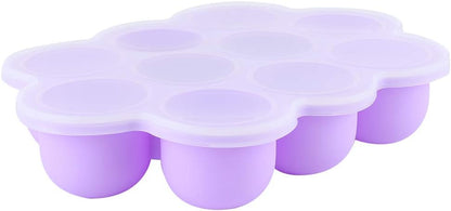 Silicone Food Freezer Tray 10 Holes Container with Lid for Homemade Baby Food, Convenient for Dishwasher, Microwave, Oven, Refrigerator (Purple)