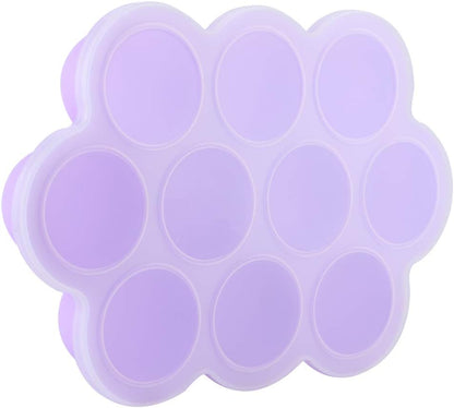 Silicone Food Freezer Tray 10 Holes Container with Lid for Homemade Baby Food, Convenient for Dishwasher, Microwave, Oven, Refrigerator (Purple)