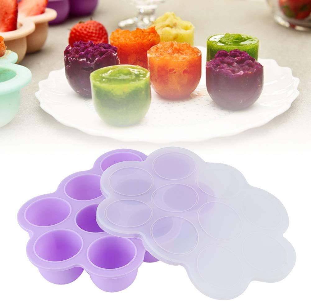 Silicone Food Freezer Tray 10 Holes Container with Lid for Homemade Baby Food, Convenient for Dishwasher, Microwave, Oven, Refrigerator (Purple)
