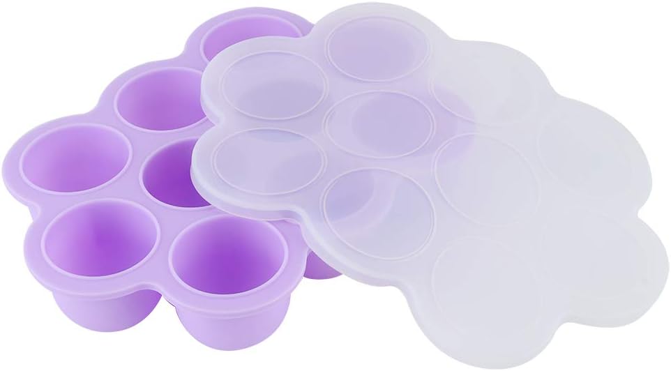 Silicone Food Freezer Tray 10 Holes Container with Lid for Homemade Baby Food, Convenient for Dishwasher, Microwave, Oven, Refrigerator (Purple)