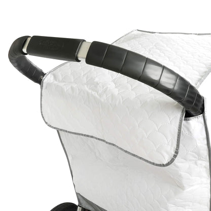 Baby Stroller Rain Cover - Universal Size, Provides Extra Warmth & Shields Child from Wind & Rain. Mesh Material for Ventilation & Reflective Trimming for Night Visibility. (White, Quilted)