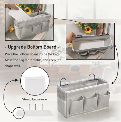 2pcs Light-Style Wall Hanging Storage Bag, Linen Fabric Door Hanging Organizer Baskets with Pockets, Waterproof Bin for Bedroom, Kitchen, Office, RV Camper (Pink-2pcs)
