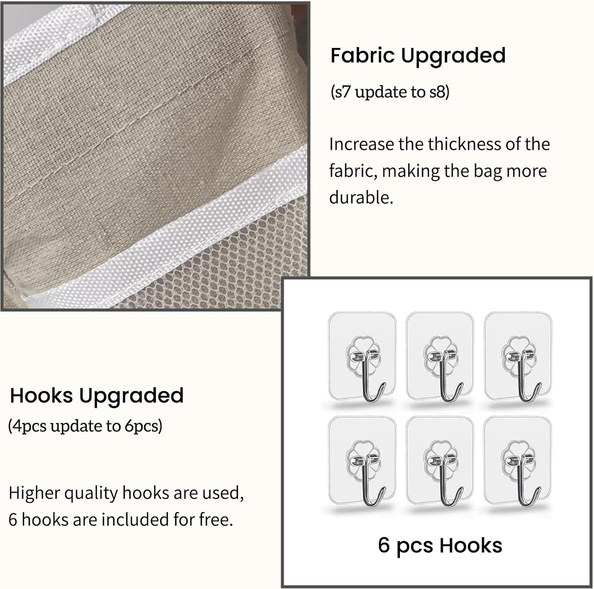2pcs Light-Style Wall Hanging Storage Bag, Linen Fabric Door Hanging Organizer Baskets with Pockets, Waterproof Bin for Bedroom, Kitchen, Office, RV Camper (Pink-2pcs)
