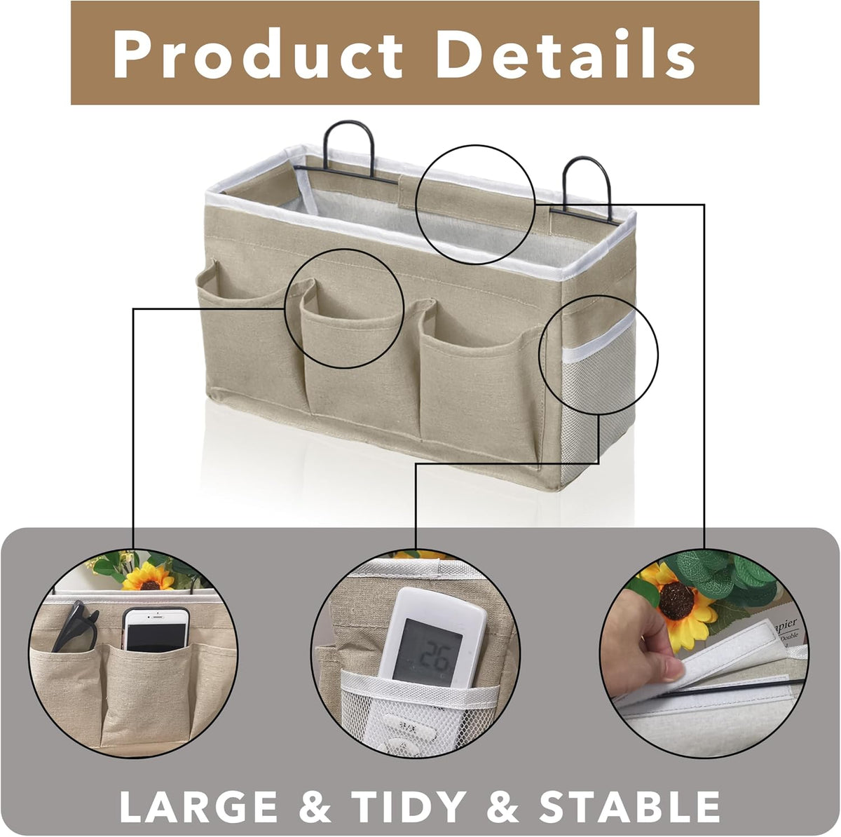 2pcs Light-Style Wall Hanging Storage Bag, Linen Fabric Door Hanging Organizer Baskets with Pockets, Waterproof Bin for Bedroom, Kitchen, Office, RV Camper (Pink-2pcs)