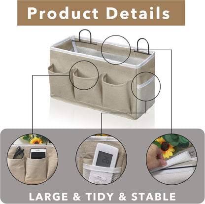 2pcs Light-Style Wall Hanging Storage Bag, Linen Fabric Door Hanging Organizer Baskets with Pockets, Waterproof Bin for Bedroom, Kitchen, Office, RV Camper (Pink-2pcs)