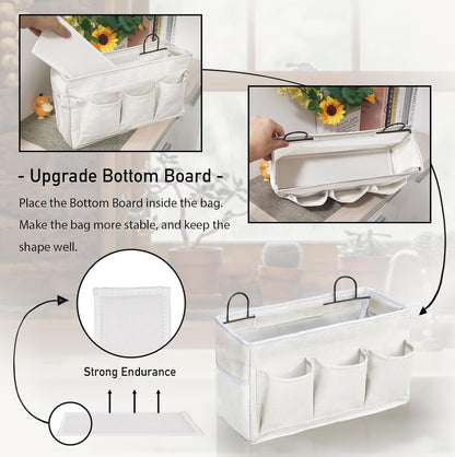 2pcs Light-Style Wall Hanging Storage Bag, Linen Fabric Door Hanging Organizer Baskets with Pockets, Waterproof Bin for Bedroom, Kitchen, Office, RV Camper (Pink-2pcs)