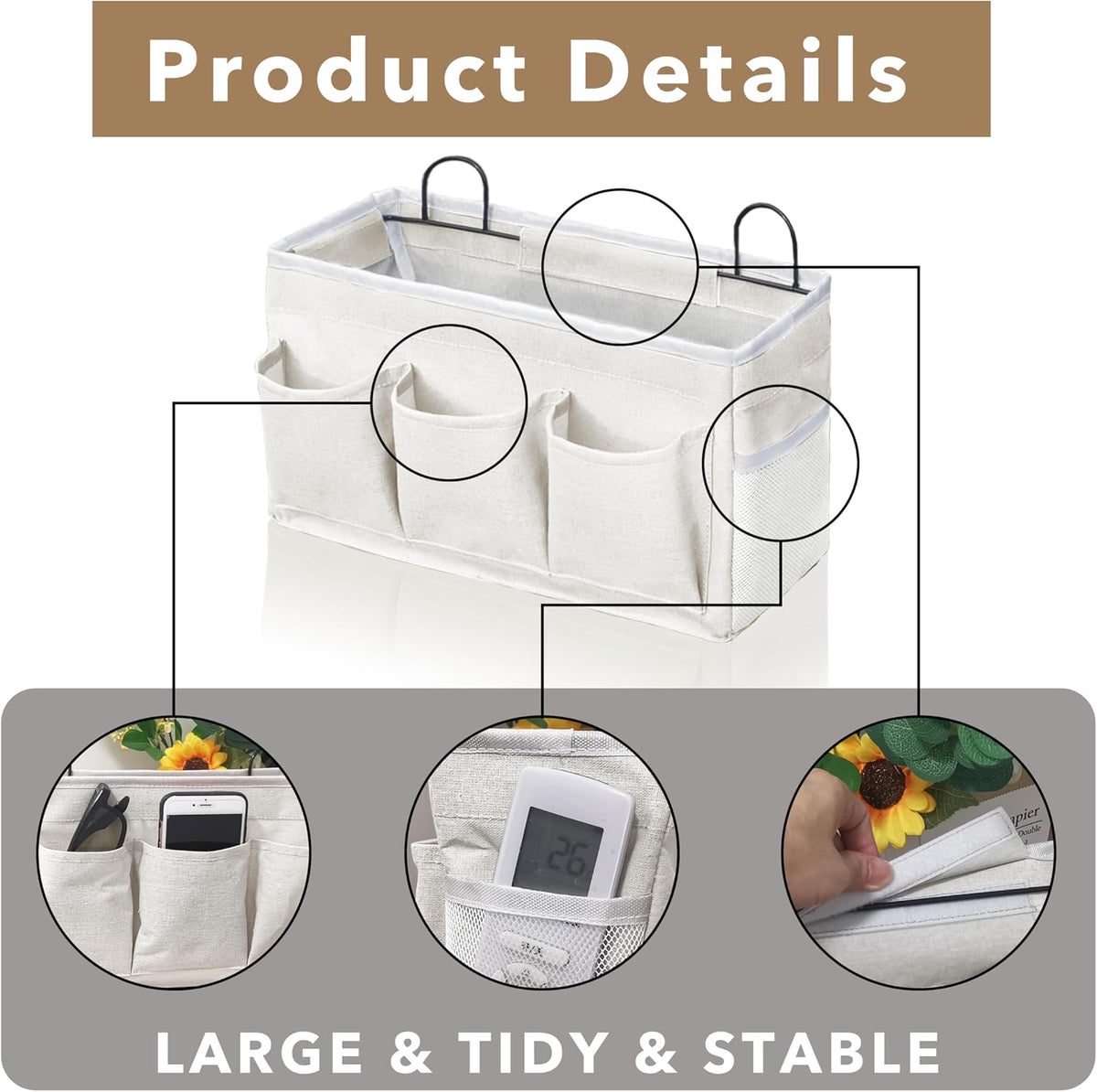 2pcs Light-Style Wall Hanging Storage Bag, Linen Fabric Door Hanging Organizer Baskets with Pockets, Waterproof Bin for Bedroom, Kitchen, Office, RV Camper (Pink-2pcs)