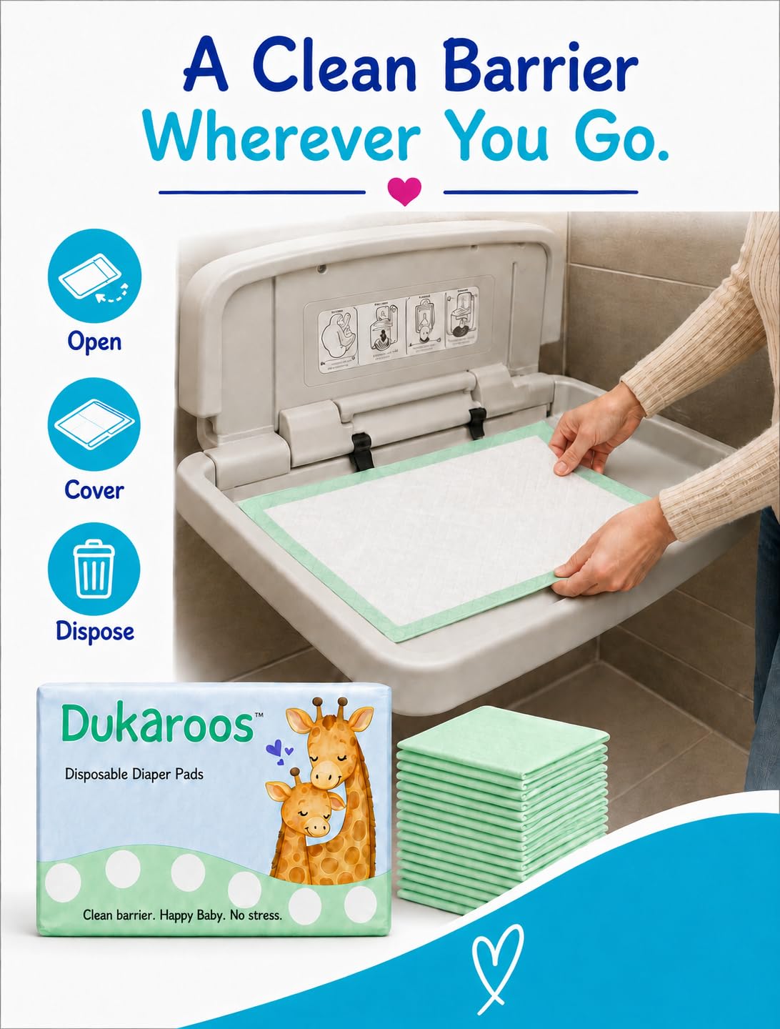 Disposable Baby Changing Pads- Travel Disposable Changing Pads for Diaper Bag and Public Restrooms