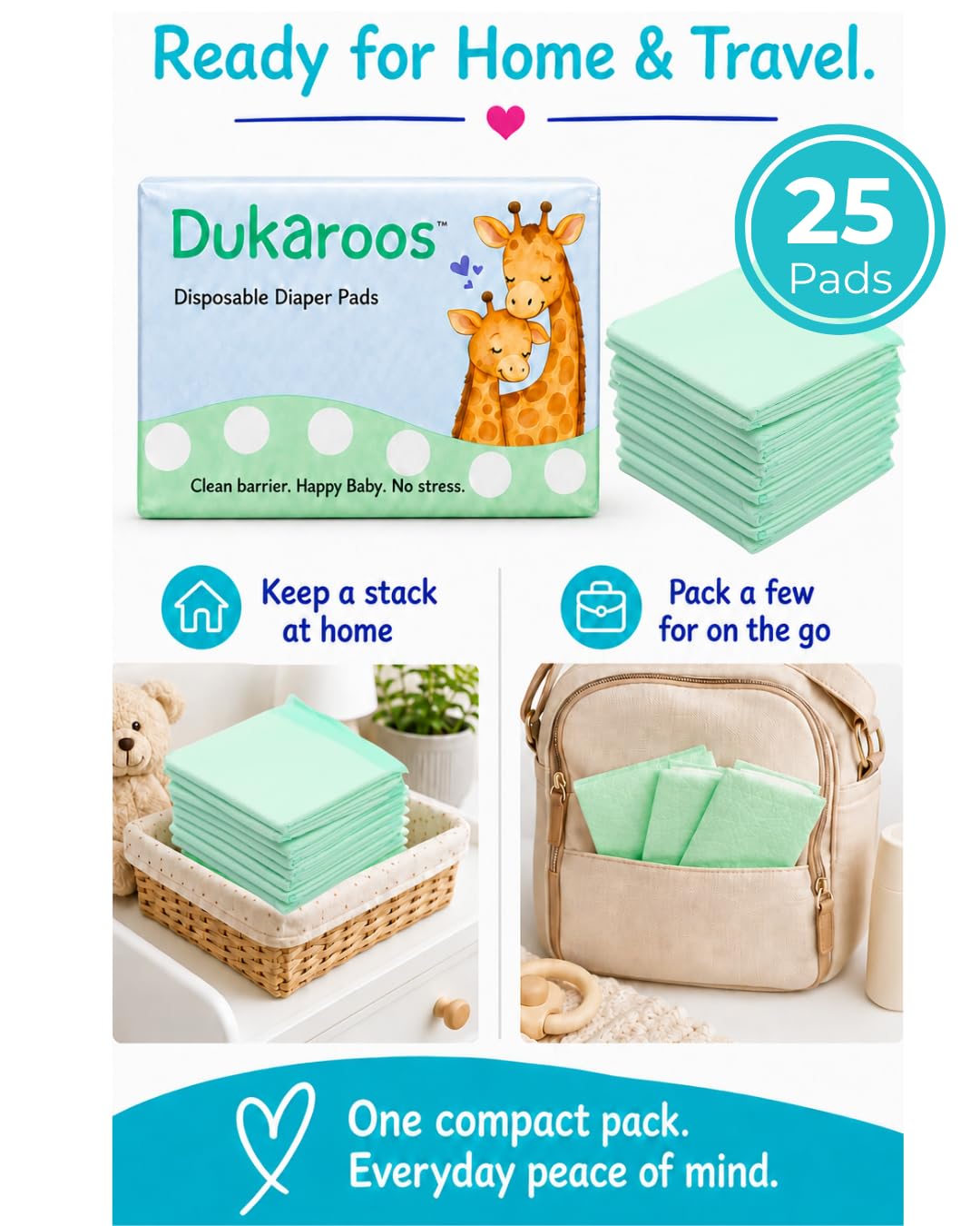 Disposable Baby Changing Pads- Travel Disposable Changing Pads for Diaper Bag and Public Restrooms