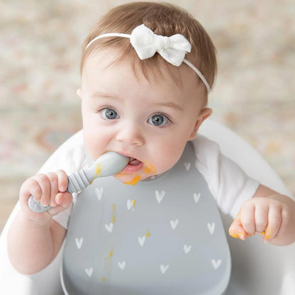 Bibs, Silicone Pocket for Babies, Baby Bib for Girl or Boy, for 6-24 Months Up to Toddler, Essential Must Have for Eating, Feeding, Baby Led Weaning Supplies, Mess Saving, Camp Gear Yellow