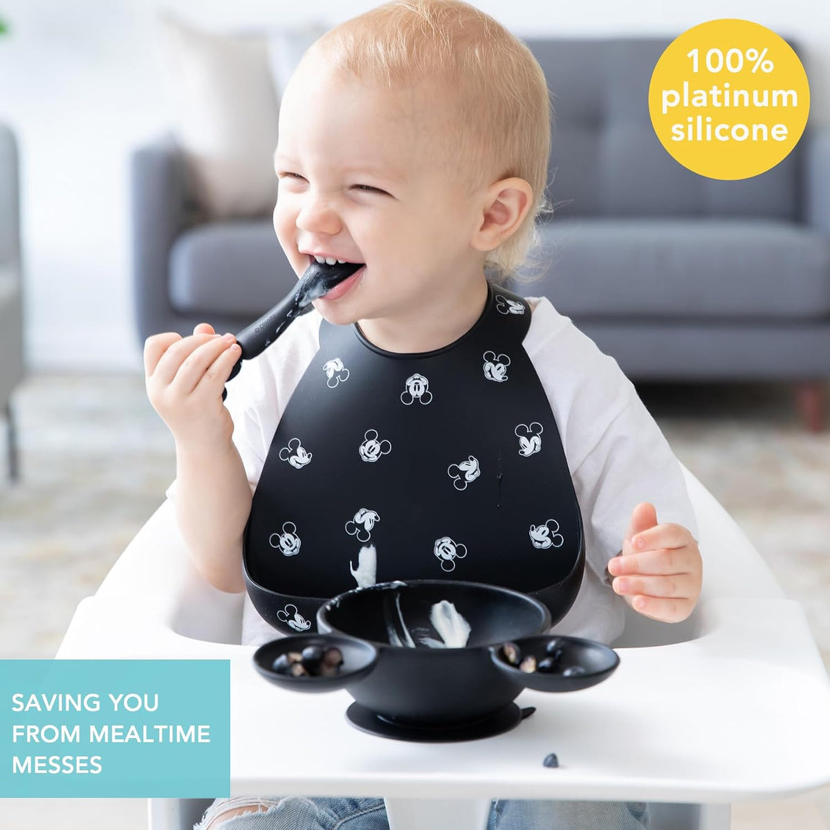 Bibs, Silicone Pocket for Babies, Baby Bib for Girl or Boy, for 6-24 Months Up to Toddler, Essential Must Have for Eating, Feeding, Baby Led Weaning Supplies, Mess Saving, Camp Gear Yellow