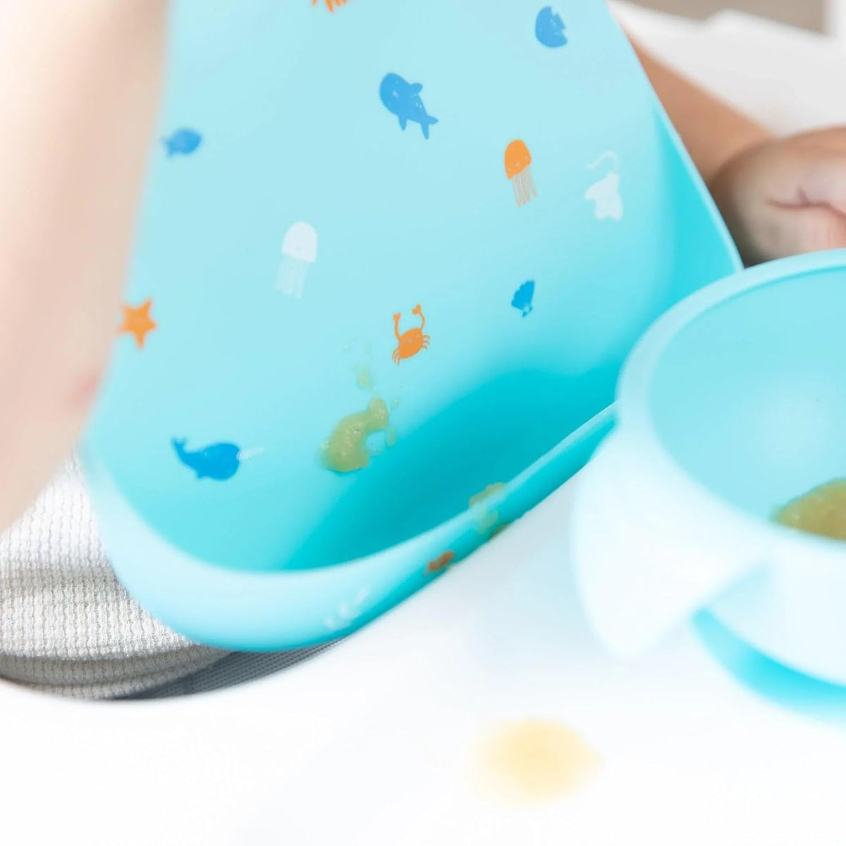 Bibs, Silicone Pocket for Babies, Baby Bib for Girl or Boy, for 6-24 Months Up to Toddler, Essential Must Have for Eating, Feeding, Baby Led Weaning Supplies, Mess Saving, Camp Gear Yellow