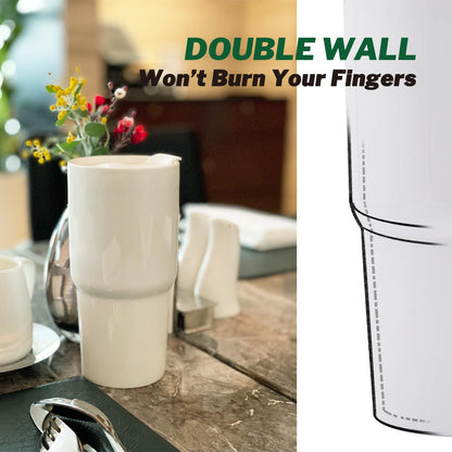 Ceramic Double Wall Insulated Travel Coffee Cup, 16oz, Matte Black | Double Wall Ceramic Insulated, Slider Lid & Silicone Boot, Grande Tumbler for Kitchen, Microwave-Safe, Dishwasher-Safe