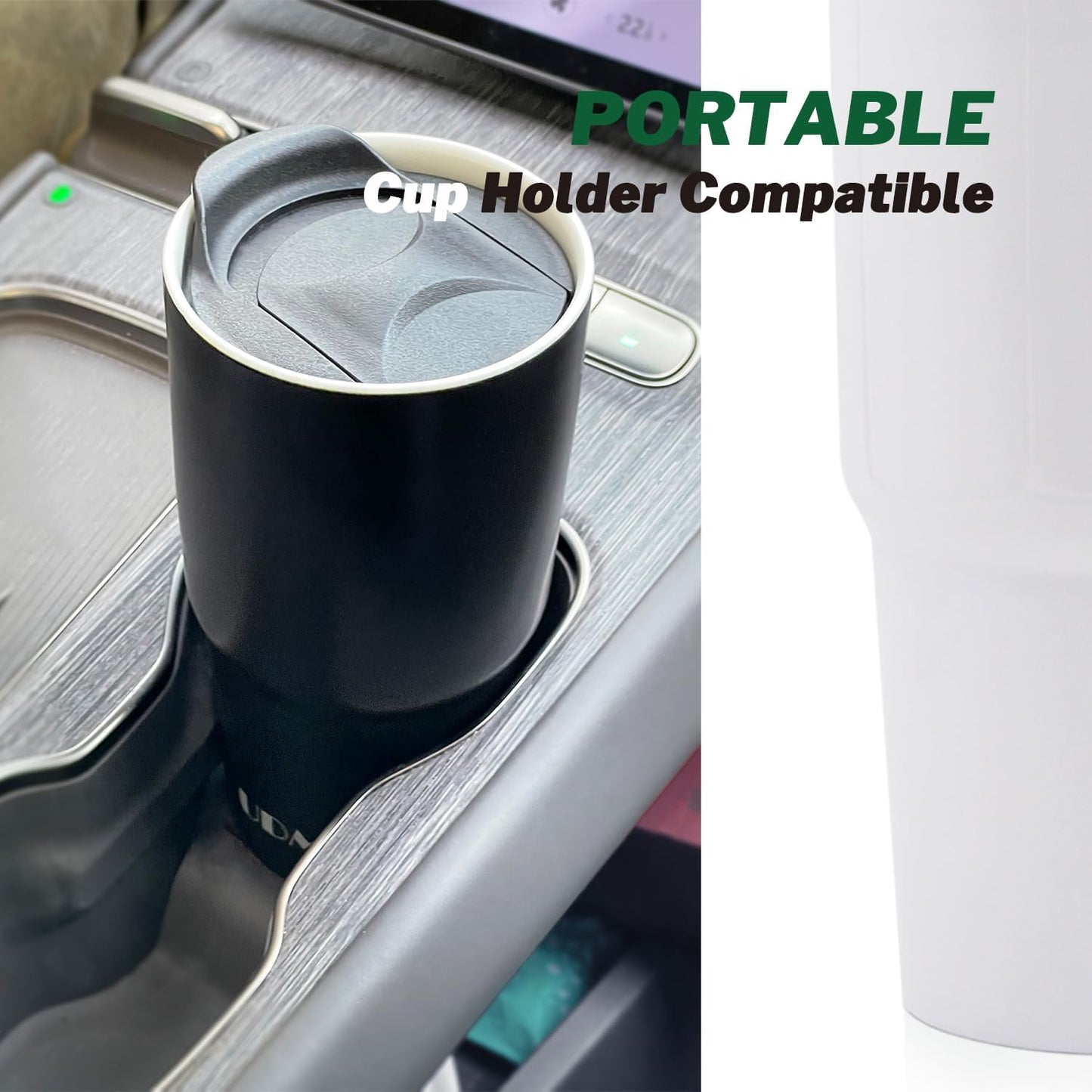 Ceramic Double Wall Insulated Travel Coffee Cup, 16oz, Matte Black | Double Wall Ceramic Insulated, Slider Lid & Silicone Boot, Grande Tumbler for Kitchen, Microwave-Safe, Dishwasher-Safe