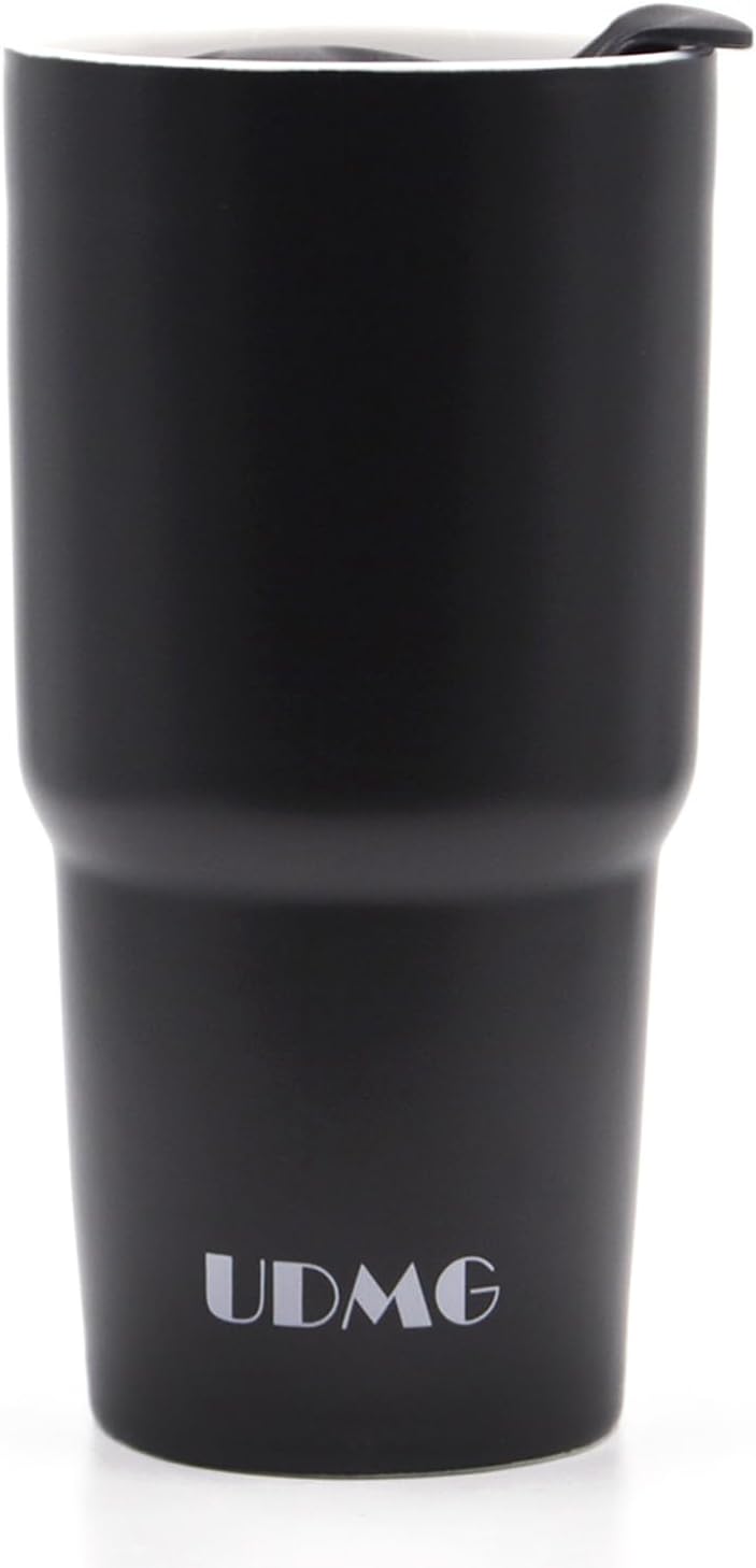 Ceramic Double Wall Insulated Travel Coffee Cup, 16oz, Matte Black | Double Wall Ceramic Insulated, Slider Lid & Silicone Boot, Grande Tumbler for Kitchen, Microwave-Safe, Dishwasher-Safe