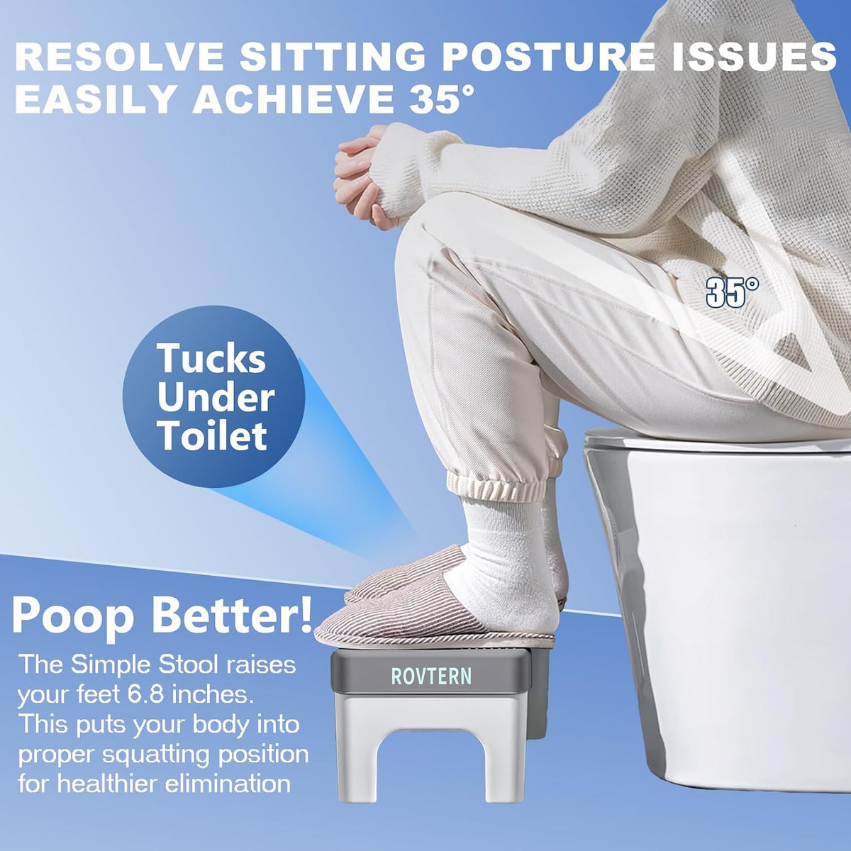6.7 Inch Step Stool, Portable Plastic Foot Stool, Non-Slip Potty Stool for Bathroom