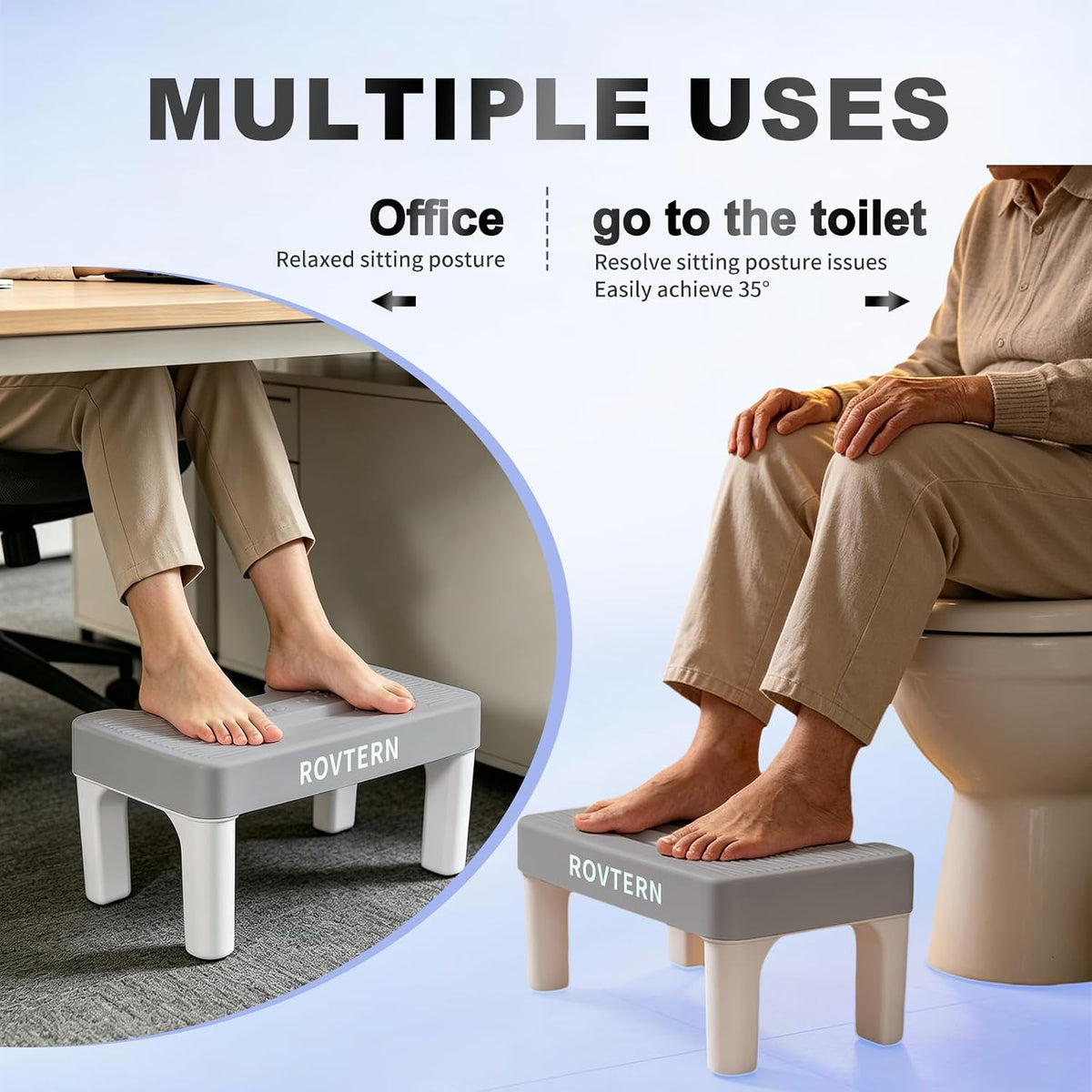 6.7 Inch Step Stool, Portable Plastic Foot Stool, Non-Slip Potty Stool for Bathroom