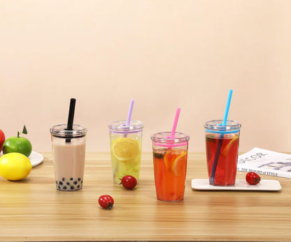 Tritan Plastic Tumbler with Lid and Straw, 16oz Premium Insulated Iced Coffee Cups, Reusable Plastic Cups with Lid and Straw, Blue