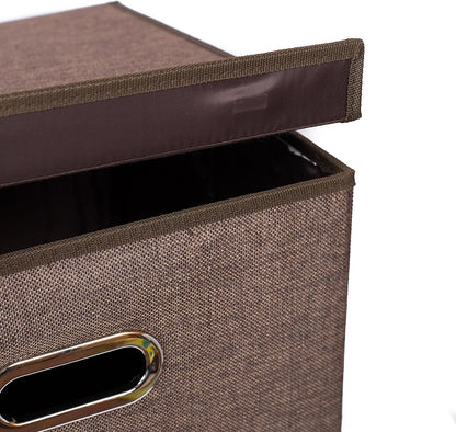 Laundry Hamper with Lid | Removable Bags for Sorting Clothes | Sectioned Laundry Basket for Bedroom & Bathroom | Collapsible Storage Bin with Cover | Double, Brown