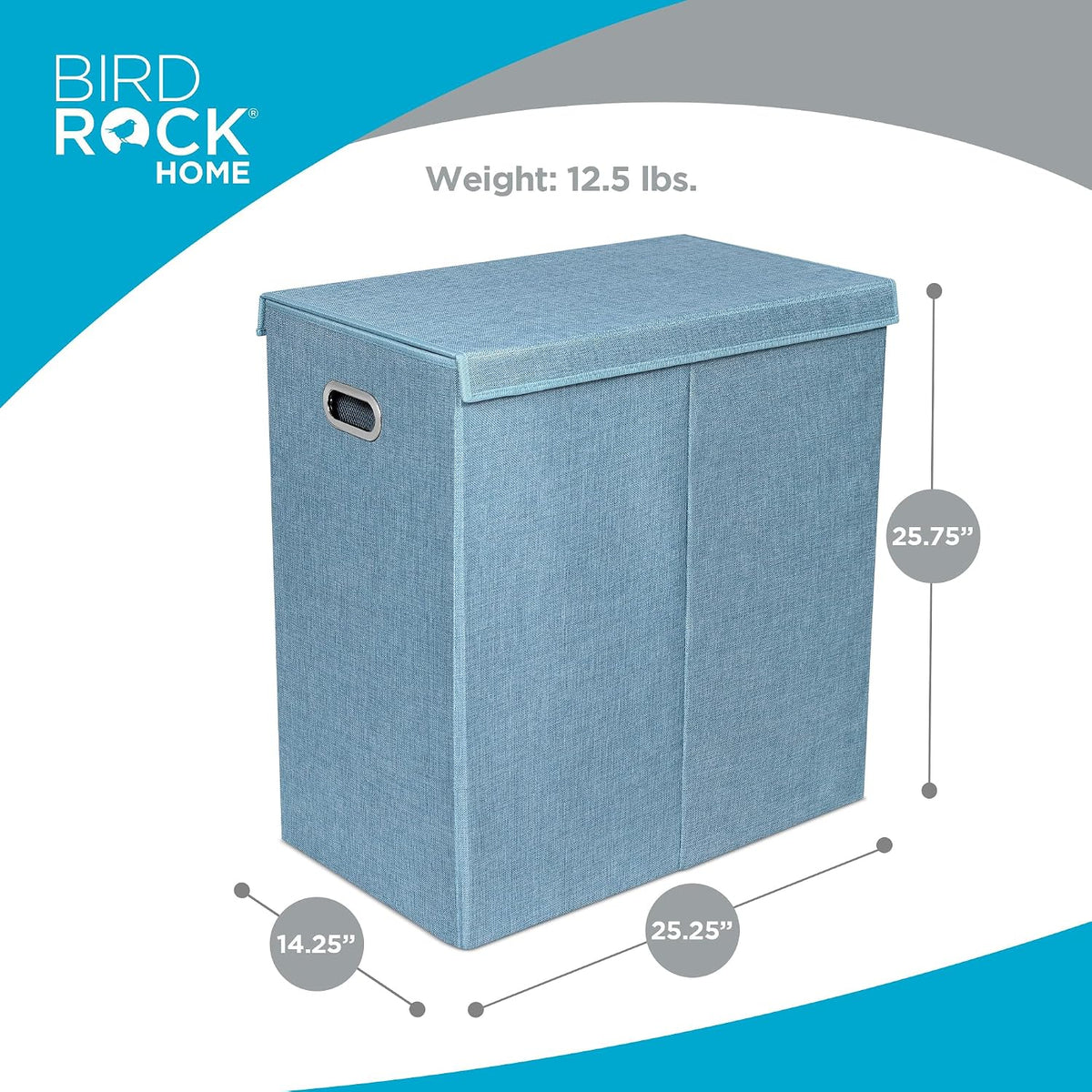 Laundry Hamper with Lid | Removable Bags for Sorting Clothes | Sectioned Laundry Basket for Bedroom & Bathroom | Collapsible Storage Bin with Cover | Double, Brown